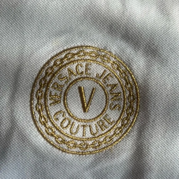 Versace White Polo Shirt with Embroidered Emblem - Picture 2 of 3